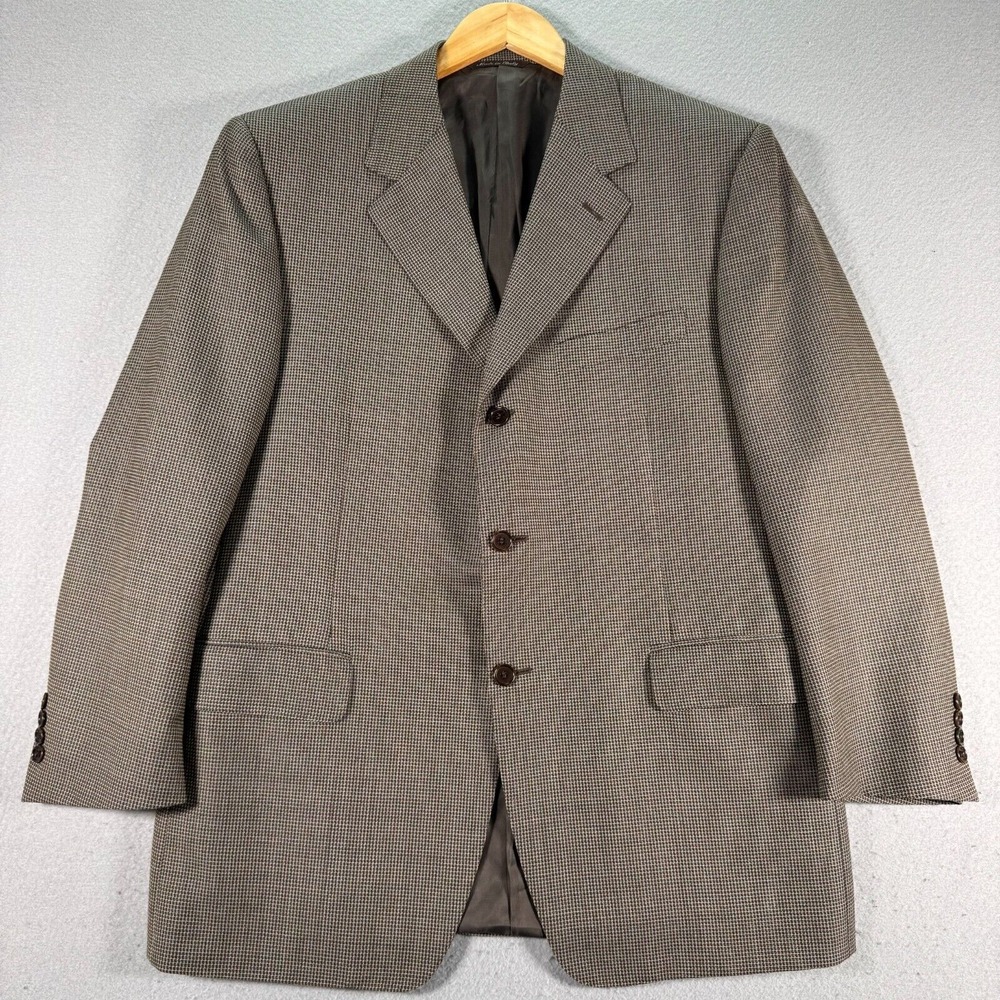 Canali Blazer Mens 54 Brown Birdseye Pure‎ Wool Sport Coat Italy 3 Button Notch